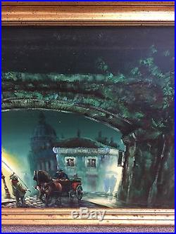 LARGE 52 Vintage Signed Orig Oil Painting London Mystery Europe Jack the Ripper