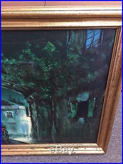 LARGE 52 Vintage Signed Orig Oil Painting London Mystery Europe Jack the Ripper