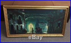 LARGE 52 Vintage Signed Orig Oil Painting London Mystery Europe Jack the Ripper