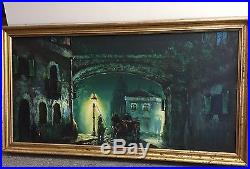 LARGE 52 Vintage Signed Orig Oil Painting London Mystery Europe Jack the Ripper