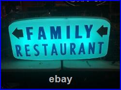 LARGE ORIGINAL Vintage FAMILY RESTAURANT w Arrows FLASHES Mancave Kitchen Decor