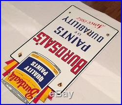 Large Vintage Burdsal's Paint Of Durability Porcelain Sign. Double Sided Sign