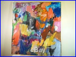 LARGE Vintage ABSTRACT EXPRESSIONIST OIL PAINTING MID CENTURY MODERN Signed