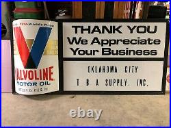 LARGE Vintage UNIQUE 3-D Painted Embossed VALVOLINE Sign Gas Oil Car Mancave OLD