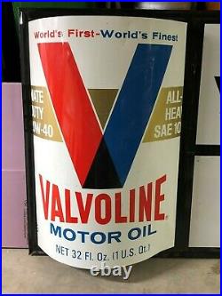 LARGE Vintage UNIQUE 3-D Painted Embossed VALVOLINE Sign Gas Oil Car Mancave OLD