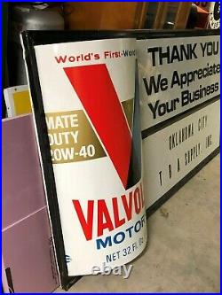 LARGE Vintage UNIQUE 3-D Painted Embossed VALVOLINE Sign Gas Oil Car Mancave OLD