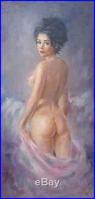 LARRY VINCENT GARRISON Original Signed Vintage Mid Century Nude Oil Painting