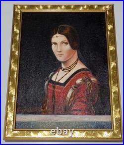 LEONARDO DA VINCI OIL ON CANVAS PAINTING Signed And Stamped Vtg Art