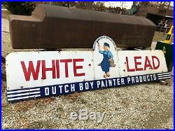 LQQK! ORIGINAL Vintage DUTCH BOY PAINT Painter WHITE LEAD Sign PORCELAIN Old WOW