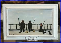 LS Lowry Oil Painting Signed Painting Fishing Group