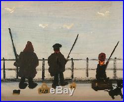 LS Lowry Oil Painting Signed Painting Fishing Group