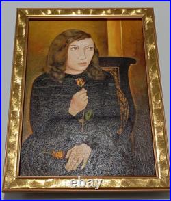 LUCIAN FREUD OIL ON CANVAS PAINTING Signed And Stamped Vtg Art