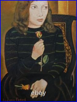 LUCIAN FREUD OIL ON CANVAS PAINTING Signed And Stamped Vtg Art