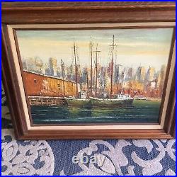 L Garcia Vintage Oil Painting On Wood Panel Signed American Artist 32x 26