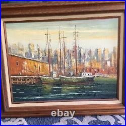 L Garcia Vintage Oil Painting On Wood Panel Signed American Artist 32x 26