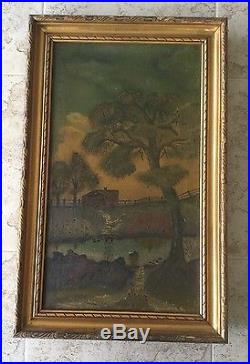 Landscape Oil Painting On Canvas-Vintage Framed-Signed On Back. #1672