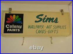 Large 32 Old Vintage 1970s COLONY PAINTS PAINT ADVERTISING SIGN SIMS PAINT ART