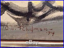 Large 40x50 VINTAGE ABSTRACT OIL PAINTING 1974 Signed By Carolyn S Feldman
