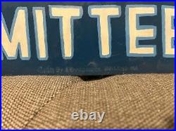 Large 48x18 Metal Sign Vintage Heavy Blue Hitchcock Field hand painted Salvage