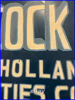 Large 48x18 Metal Sign Vintage Heavy Blue Hitchcock Field hand painted Salvage