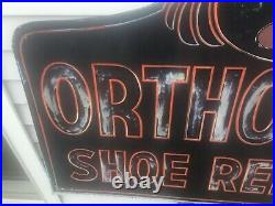 Large 5'x3' Vintage Painted Porcelain Advertising Sign Orthopedic Shoe Repair