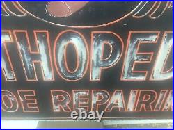 Large 5'x3' Vintage Painted Porcelain Advertising Sign Orthopedic Shoe Repair
