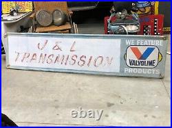 Large 8' Vintage Painted PENNZOIL VALVOLINE Sign Gas Oil Mancave Nice Size OLD