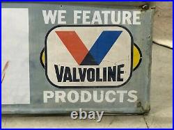 Large 8' Vintage Painted PENNZOIL VALVOLINE Sign Gas Oil Mancave Nice Size OLD