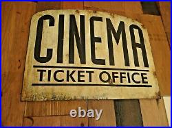 Large CINEMA Sign Vintage Painted Antique style Movie TV room Wooden