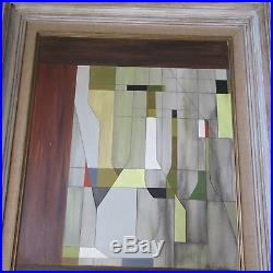 Large Cubism Bottles Painting Modernism Vintage Abstract Mystery Artist Signed