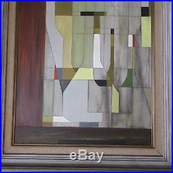 Large Cubism Bottles Painting Modernism Vintage Abstract Mystery Artist Signed