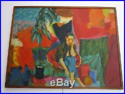 Large Figural Kessler Painting Abstract Expressionism Vtg Impressionist Woman