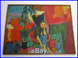 Large Figural Kessler Painting Abstract Expressionism Vtg Impressionist Woman