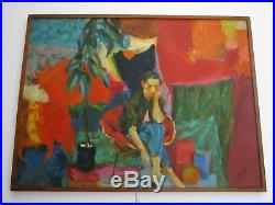 Large Figural Kessler Painting Abstract Expressionism Vtg Impressionist Woman