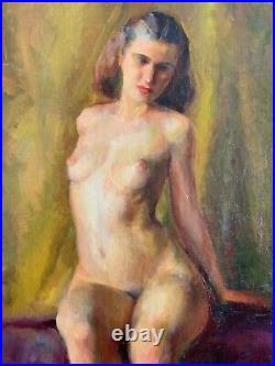 Large Framed Vintage Original Oil Painting 39 x 26 Nude Woman Signed Whitmore