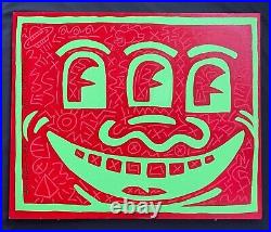 Large Keith Haring Painting on Vintage Unique Canvas SIGNED NYC POP SHOP