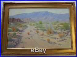 Large Mike Johnson Painting California Landscape 36 Inches Oil Desert Vintage