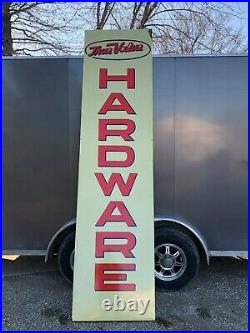 Large ORIGINAL 1967 Vintage TRUE VALUE HARDWARE Sign OLD Vertical 10' TALL Store