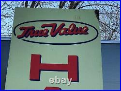 Large ORIGINAL 1967 Vintage TRUE VALUE HARDWARE Sign OLD Vertical 10' TALL Store