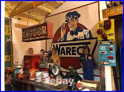 Large ORIGINAL Vintage WARECO Gas Station Attendant Sign SST Mancave 8'X8' 2-pc