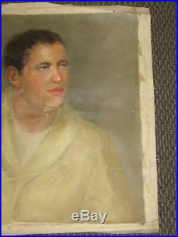 Large Old Vintage Oil Painting 1940's Young Man Portrait Signed National Academy