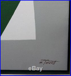 Large Original Vintage Abstract Geometric Oil Painting Signed by M. Talcot
