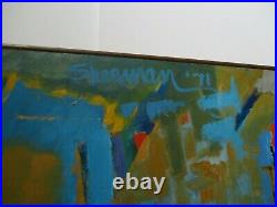 Large Sherman Signed 1970's Abstract Painting Modernism Vintage Expressionism