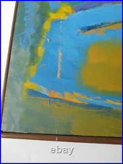 Large Sherman Signed 1970's Abstract Painting Modernism Vintage Expressionism