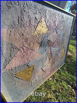 Large Signed Lee Reynolds Vintage Abstract Painting on Canvas