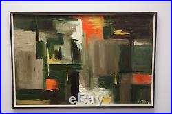 Large Vintage ABSTRACT OIL PAINTING MID CENTURY MODERN Signed Carroll 65