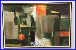 Large Vintage ABSTRACT OIL PAINTING MID CENTURY MODERN Signed Carroll 65