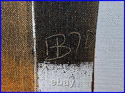 Large Vintage Abstract Painting Signed Illegible Ab Fb Hb 1970 Monogram Initials