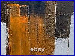 Large Vintage Abstract Painting Signed Illegible Ab Fb Hb 1970 Monogram Initials