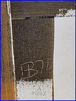 Large Vintage Abstract Painting Signed Illegible Ab Fb Hb 1970 Monogram Initials